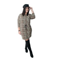 Sukienka Gabi panterka MODA XXL. Szare sukienki damskie Moda Size Plus Iwanek, na co dzień, xl, bez wzorów, z dzianiny, biznesowe, bez kołnierzyka, bez rękawów, ołówkowe. Za 119,90 zł.
