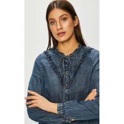 Only - Koszula Mardi. Niebieskie bluzki damskie ONLY, bez wzorów, z bawełny, casualowe, ze stójką, z długim rękawem. W wyprzedaży za 59,90 zł.