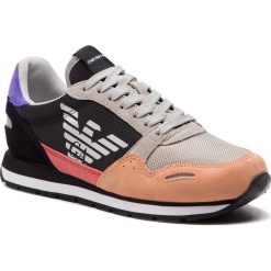 Sneakersy EMPORIO ARMANI - X3X058 XL481 N806 Peach/Plas/Black/Sil. Czarne półbuty damskie marki Emporio Armani, na co dzień, bez wzorów, ze skóry ekologicznej, bez obcasa, na płaskiej podeszwie, bez zapięcia. Za 719,00 zł.