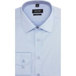 Koszula bexley 2791 długi rękaw slim fit niebieski. Niebieskie koszule męskie slim marki Recman, m, bez wzorów, bez kołnierzyka, z długim rękawem. Za 139,00 zł.