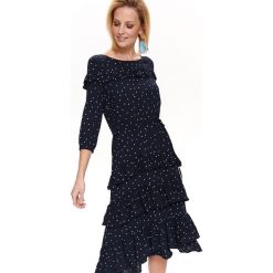 Sukienka midi w groszki. Sukienki damskie Top Secret, na co dzień, na lato, w grochy, z tkaniny, z falbankami, bez rękawów, midi. W wyprzedaży za 59,99 zł.