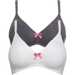 Biustonosz z kolekcji Pink Collection (2 szt.), bawełna organiczna bonprix biały + antracytowy. Białe biustonosze bonprix, bez wzorów, z bawełny. Za 25,98 zł.