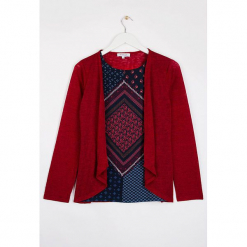 Koszulka "Gilrosy" w kolorze czerwono-granatowym. Czerwone t-shirty damskie Scottage, klasyczne, z okrągłym kołnierzem, z długim rękawem. W wyprzedaży za 63,95 zł.