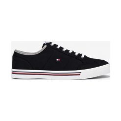 Tommy Hilfiger Tenisówki Czarny. Czarne trampki męskie TOMMY HILFIGER, bez wzorów, z materiału, bez zapięcia. Za 342,95 zł.