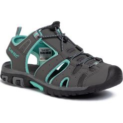 Sandały HI-TEC - Merito Wo's AVS-SS19-Ht-01-Q2 Mid Grey/Turquoise. Szare klapki damskie Hi-tec, bez wzorów, ze skóry ekologicznej, bez obcasa. W wyprzedaży za 299,00 zł.