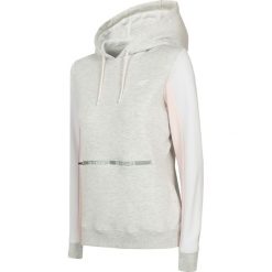 Bluza damska BLD006 - chłodny jasny szary melanż. Szare bluzy damskie marki 4f, bez wzorów, z bawełny, bez rękawów, z kapturem. Za 169,99 zł.