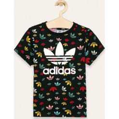 Adidas Originals - T-shirt dziecięcy 128-170 cm. Bluzki dziewczęce adidas Originals, bez wzorów, z bawełny, z okrągłym kołnierzem, z krótkim rękawem, krótkie, bez kaptura. Za 99,90 zł.