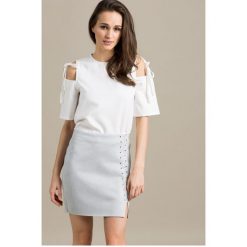 Missguided - Top. Białe bluzki damskie marki Missguided, bez wzorów, z elastanu, casualowe, z okrągłym kołnierzem, z krótkim rękawem. W wyprzedaży za 39,90 zł.