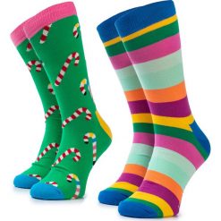 Zestaw 2 par wysokich skarpet unisex HAPPY SOCKS - XPOL02-7302 Kolorowy. Skarpetki damskie Happy Socks, bez wzorów, z elastanu. Za 79,90 zł.