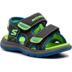 Sandały SKECHERS - Sun Spurt 97125N/BBLM Blk/Blue/Lime. Czarne sandały chłopięce Skechers, ze skóry ekologicznej, bez zapięcia. W wyprzedaży za 109,00 zł.