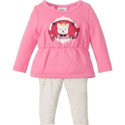 Sukienki niemowlęce: Sukienka dresowa niemowlęca + legginsy (2 części), bawełna organiczna bonprix jaskrawy jasnoróżowy – naturalny melanż