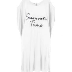 Shirt plażowy bonprix biały. Białe koszulki damskie marki bonprix, bez wzorów, bez kołnierzyka. Za 44,99 zł.