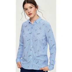 Wzorzysta koszula - Niebieski. Niebieskie koszule damskie Sinsay, l. Za 39,99 zł.