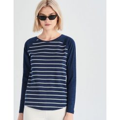 Bluzka w paski - Granatowy. Niebieskie bluzki damskie marki Sinsay, s, w paski, bez kołnierzyka, bez rękawów. Za 24,99 zł.