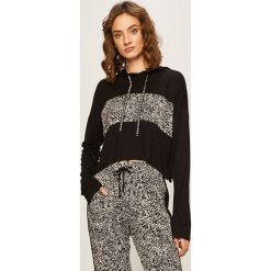 Dkny - Bluza piżamowa. Czarne piżamy damskie DKNY, s, z aplikacjami, z elastanu, bez rękawów, z kapturem. W wyprzedaży za 249,90 zł.