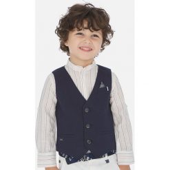 Mayoral - Kamizelka dziecięca 92-134 cm. Niebieskie kamizelki chłopięce Mayoral, bez wzorów, z bawełny, eleganckie, bez kołnierzyka, bez kaptura. Za 124,90 zł.