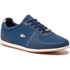 Półbuty LACOSTE - Rey Sport 119 2 Cfa 7-37CFA0040NG5 Nvy/Gld. Niebieskie półbuty damskie Lacoste, bez wzorów, z zamszu, sportowe, bez obcasa, na płaskiej podeszwie, bez zapięcia. W wyprzedaży za 329,00 zł.