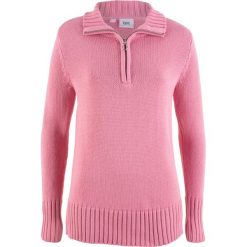 Swetry klasyczne damskie: Sweter z zamkiem bonprix malinowy