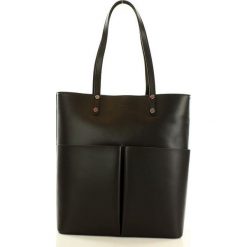 Torebka skórzany shopper z kieszeniami MARCO MAZZINI - czarna. Czarne shopper bag damskie MAZZINI, ze skóry. Za 299,00 zł.