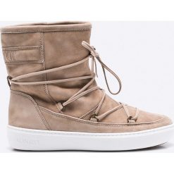 Moon Boot - Śniegowce Pulse Mid. Brązowe botki damskie marki Moon Boot, ze skóry, bez zapięcia. W wyprzedaży za 399,90 zł.
