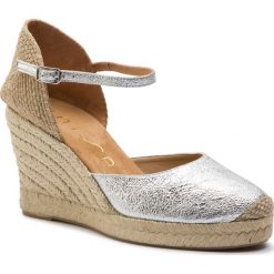 Espadryle UNISA - Castilla 19 Se Silver/Selenium. Szare espadryle damskie Unisa, bez wzorów, ze skóry, bez obcasa, na obcasie. W wyprzedaży za 249,00 zł.