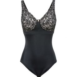 Body minimizer bez fiszbinów bonprix czarno-cielisty. Czarne body damskie marki bonprix, z haftami. Za 79,99 zł.
