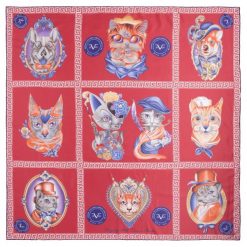 Chusty damskie: Versace 19.69 Chusta Damska Cat Wow! Czerwony