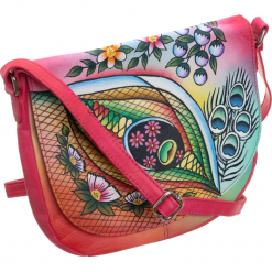 Piękna torebka folk ręcznie malowana skóra handmade. Torebki klasyczne damskie Merg Selection, w paski, z tkaniny, klasyczne, na ramię, bez dodatków. Za 225,90 zł.