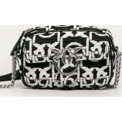 Pinko - Torebka. Czarne listonoszki damskie Pinko, w paski, z materiału, klasyczne, na ramię, małe, bez dodatków. Za 1229,00 zł.