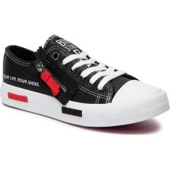 Trampki BIG STAR - EE274347 Black. Czarne półbuty damskie BIG STAR, na co dzień, bez wzorów, z gumy, retro, bez obcasa, na płaskiej podeszwie, bez zapięcia. Za 109,00 zł.