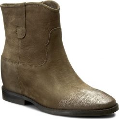 Botki CARINII - B3684/F I43-000-PSK-B89. Zielone botki damskie skórzane marki Carinii. W wyprzedaży za 259,00 zł.
