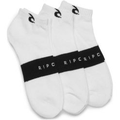 Rip Curl 3-Pak Skarpetki Męskie Corpo Stripe Ankle Socks Uni Biały. Białe skarpetki męskie Rip Curl, bez wzorów, z materiału. Za 67,00 zł.