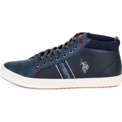 U.S. POLO ASSN. tenisówki męskie Varan 44 ciemnoniebieski. Niebieskie trampki męskie U.S. Polo Assn., bez wzorów, ze skóry, na sznurówki. W wyprzedaży za 179,00 zł.