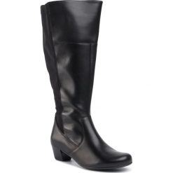 Kozaki ARA - 12-63655-71 Schwarz. Czarne kozaki damskie ara, ze skóry, przed kolano, na wysokim obcasie, na obcasie, bez zapięcia. W wyprzedaży za 419,00 zł.