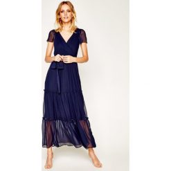 Sukienka wieczorowa DKNY DD0BI066. Niebieskie sukienki damskie DKNY, bez wzorów, z poliesteru, wizytowe, bez kołnierzyka, bez rękawów. W wyprzedaży za 629,00 zł.