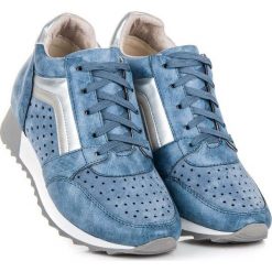 Trampki damskie slip on: Modne trampki na platformie KYLIE niebieskie