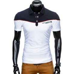 Koszulki polo: KOSZULKA MĘSKA POLO BEZ NADRUKU S878 – GRANATOWA/BIAŁA
