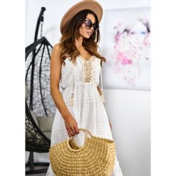 Sukienka Boho Alvaro OneSize. Czarne sukienki damskie Ligari Dresses, s, w paski, z bawełny, eleganckie, bez kołnierzyka, bez rękawów, dopasowane. Za 149,00 zł.
