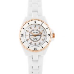 Zegarek ZEGAREK DAMSKI LONGBO - CHANNEL - white/gold 2 (zx609c) uniwersalny. Białe zegarki damskie NoName. Za 79,00 zł.