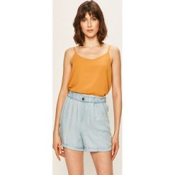 Only - Top. Pomarańczowe bluzki damskie ONLY, bez wzorów, z poliesteru, casualowe, z okrągłym kołnierzem, bez rękawów. W wyprzedaży za 49,90 zł.