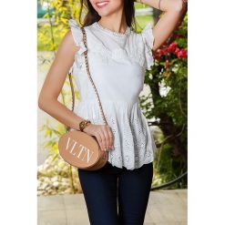 Top KLEORA WHITE. Białe bluzki damskie Top KLEORA WHITE, s, bez wzorów, eleganckie, bez kołnierzyka, bez rękawów. W wyprzedaży za 59,00 zł.