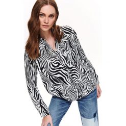 KOSZULA DŁUGI RĘKAW DAMSKA WE WZORY. Czarne koszule damskie Top Secret, na co dzień, na lato, z nadrukiem, eleganckie, z koszulowym kołnierzykiem, z długim rękawem. W wyprzedaży za 59,99 zł.