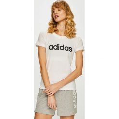 Adidas Performance - Top. Białe topy damskie marki adidas Performance, s, z nadrukiem, z bawełny, z okrągłym kołnierzem. Za 79,90 zł.