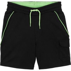 Bermudy dresowe bonprix czarno-zielony neonowy. Czarne dresy chłopięce bonprix, na lato, bez wzorów, z poliesteru, sportowe. Za 49,99 zł.