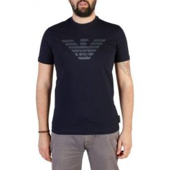 Emporio Armani koszulka męska S niebieska. Niebieskie koszulki męskie Emporio Armani, s, z nadrukiem, bez kołnierzyka, bez rękawów. W wyprzedaży za 203,00 zł.