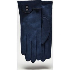 Eleganckie rękawiczki z guzikami. Niebieskie rękawiczki damskie Moodo, bez wzorów, z poliesteru. Za 49,99 zł.