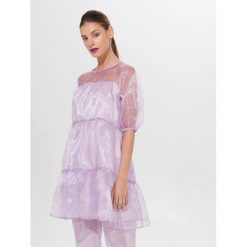 Sukienka oversize z bufiastymi rękawami - Fioletowy. Fioletowe sukienki damskie Mohito, oversize. Za 159,99 zł.