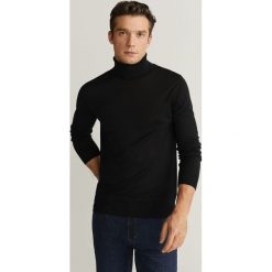 Mango Man - Sweter Willyt. Czarne swetry męskie Mango Man, s, bez wzorów, z wełny. Za 199,90 zł.