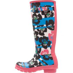 Buty zimowe damskie: Hunter ORIGINAL FLORAL STRIPE TALL Kalosze pink
