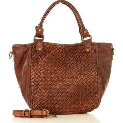 MARCO MAZZINI Torebka skórzana vintage shopper pelle lavata brązowa. Pomarańczowe torby damskie na zakupy MAZZINI, w paski, ze skóry, vintage, bez dodatków. Za 499,00 zł.